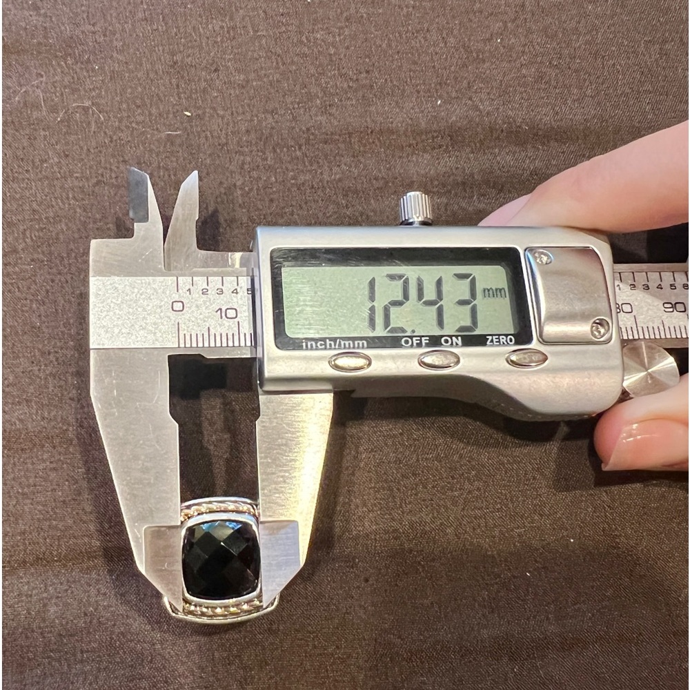 Onyx and Sterling Silver Ring with 14k Gold Accents - Picture 9 of 10